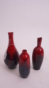 Three Royal Doulton Flambé Vases