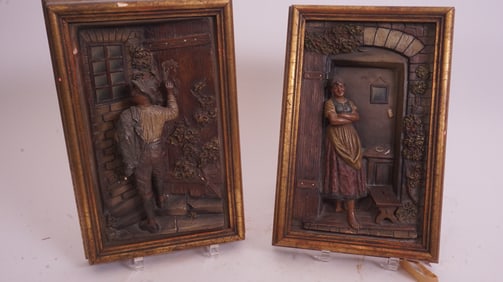 Pair German Relief Plaques