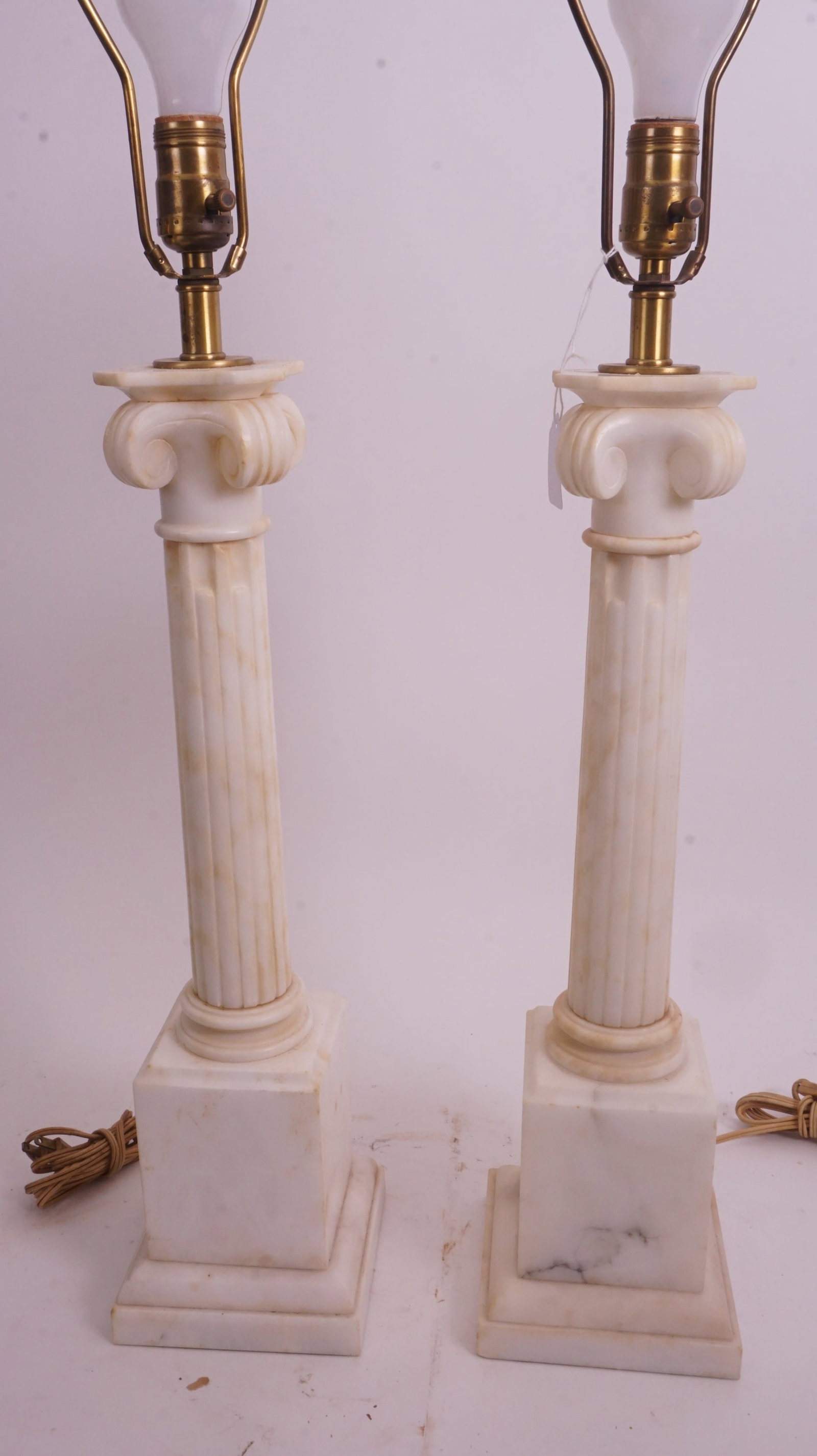 Pair Alabaster Column Lamps (1 of 3)
