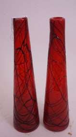 Pair Mid-Century Spun Glass Vases