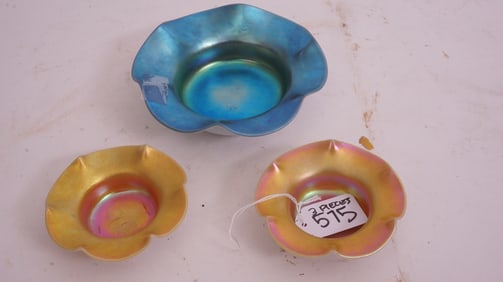 Three Steuben/Aurene Dishes