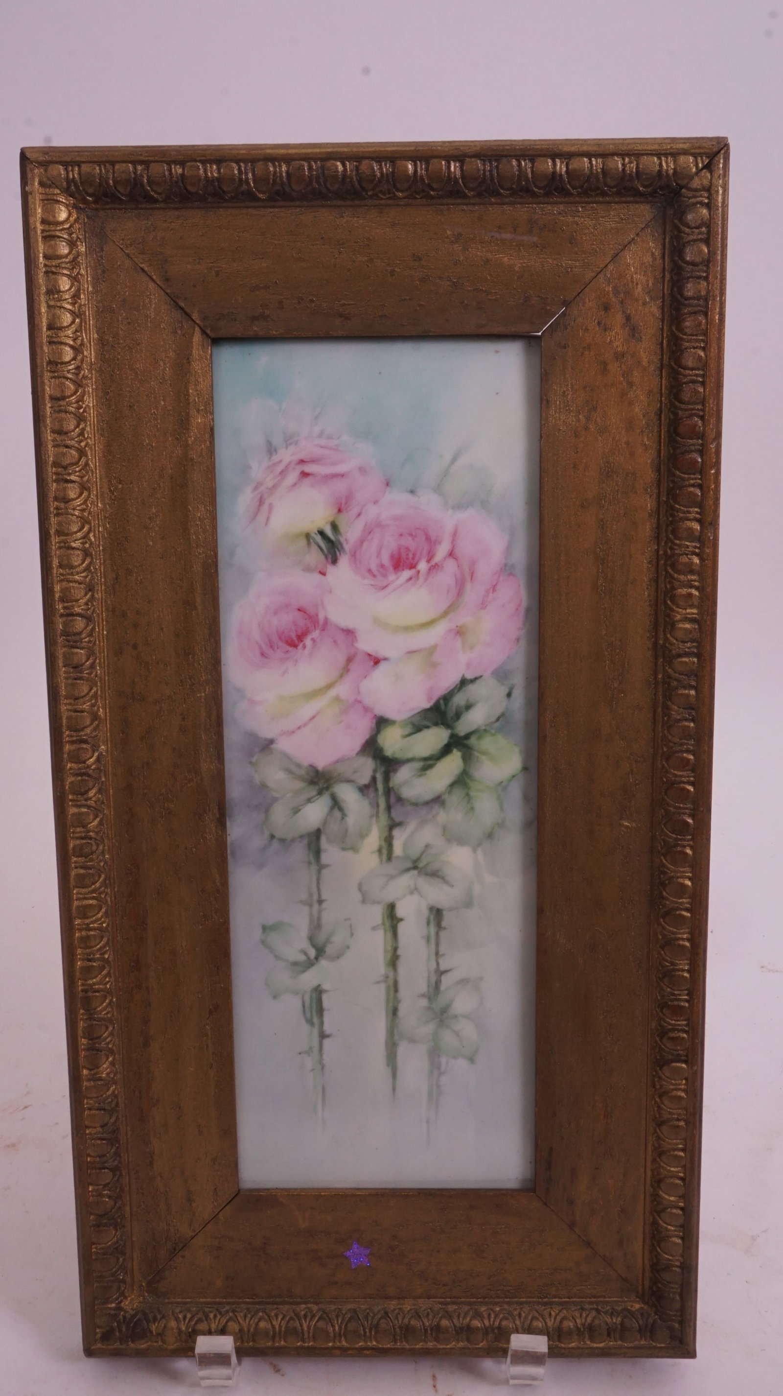 Limoges Floral Porcelain Plaque: Hand-painted Limoges floral porcelain plaque.