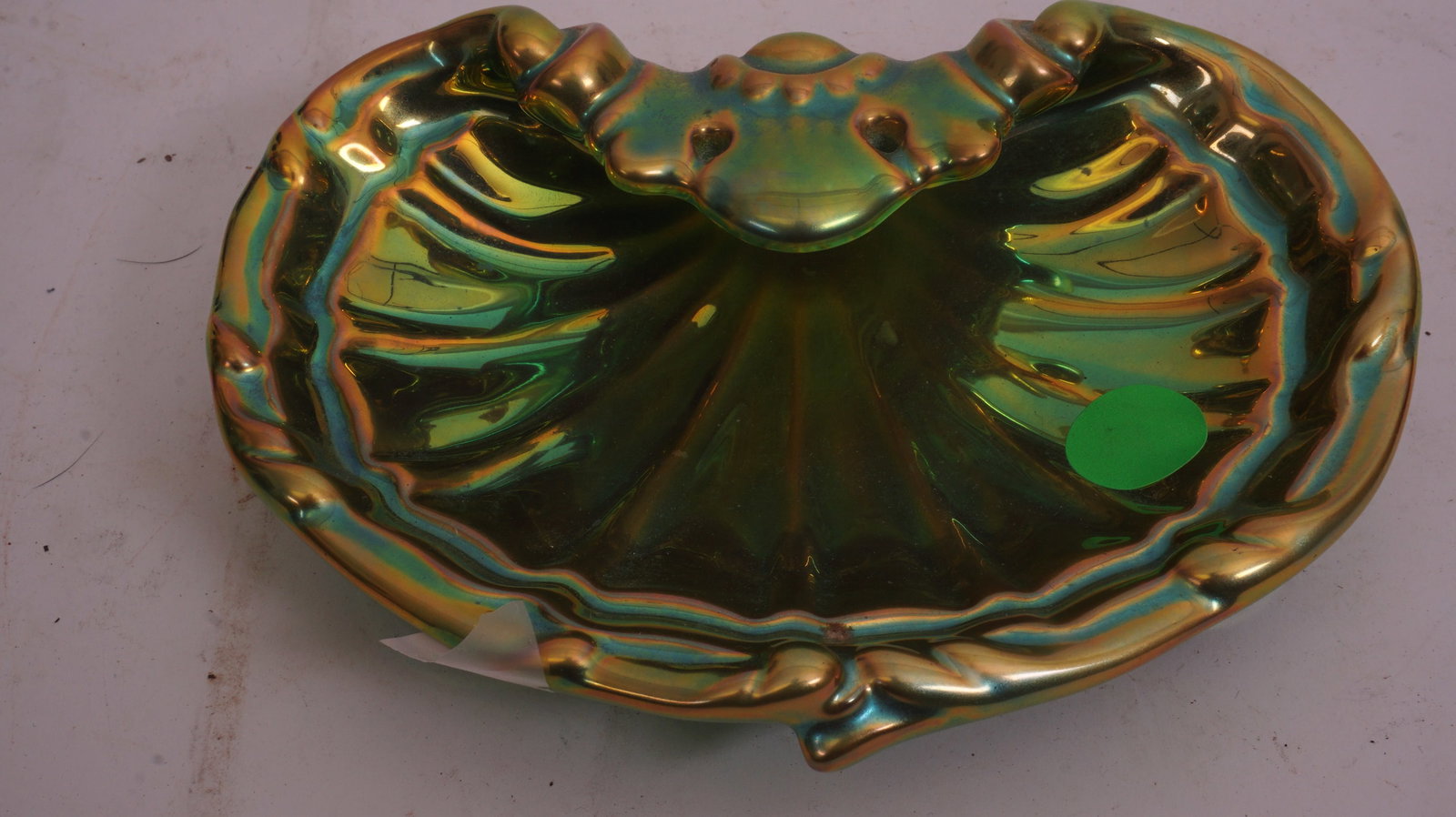 Zsolnay Shell Dish: Zsolnay iridescent shell dish.