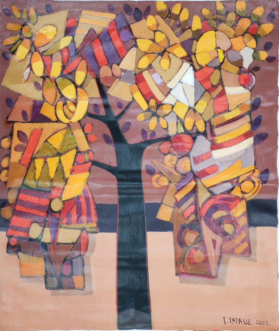 Carlos CATASSE (1944-2010): "ARBOL DE LA VIDA" ACRYLIC ON CANVAS 47" X 39" EXCELLENT CONDITION