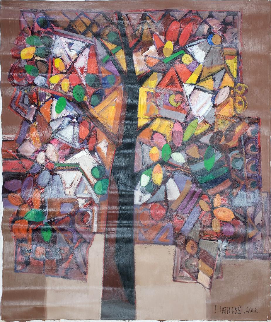 Carlos CATASSE (1944-2010): "ARBOL OCRE" ACRYLIC ON CANVAS 39.50" X 47.50" EXCELLENT CONDITION