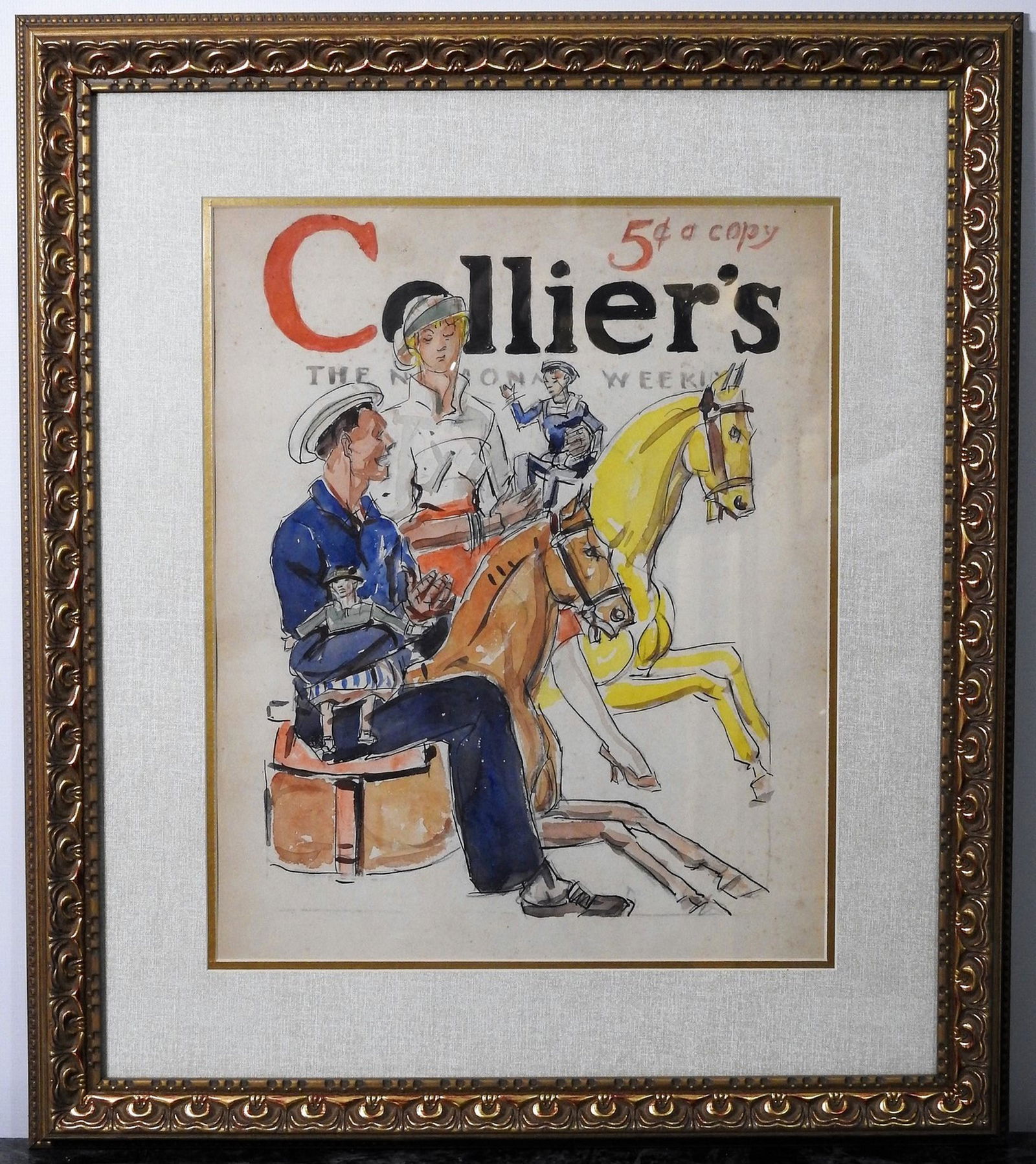 ANTIQUE MIXED MEDIA ON PAPER "COLLIER'S" MAGAZINE COVER (1 of 2)
