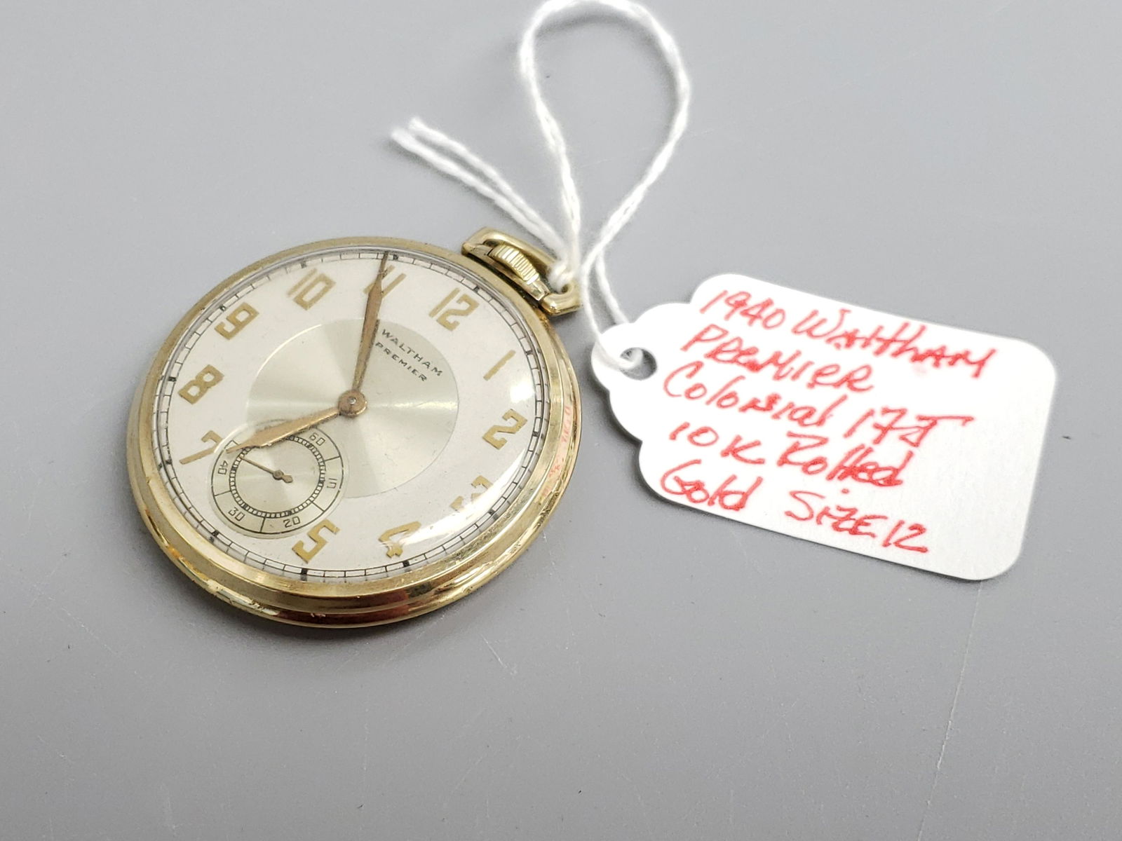 WALTHAM PREMIER GOLD PLATED VINTAGE POCKET WATCH (1 of 2)