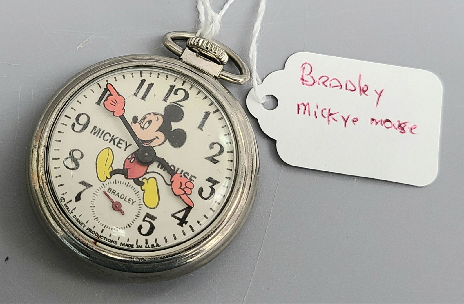 BRADLET VINTAGE MICKEY MOUSE POCKET WATCH (1 of 2)