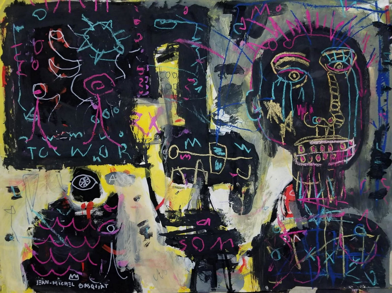 JEAN MICHEL BASQUIAT (attrib.) MIXED MEDIA ON PAPER (1 of 1)