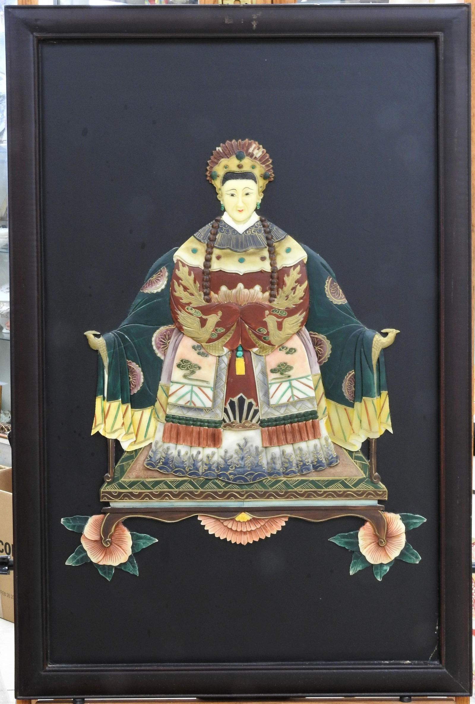 antique chinese emperor wall plaque: 36" x 24" excellent condition