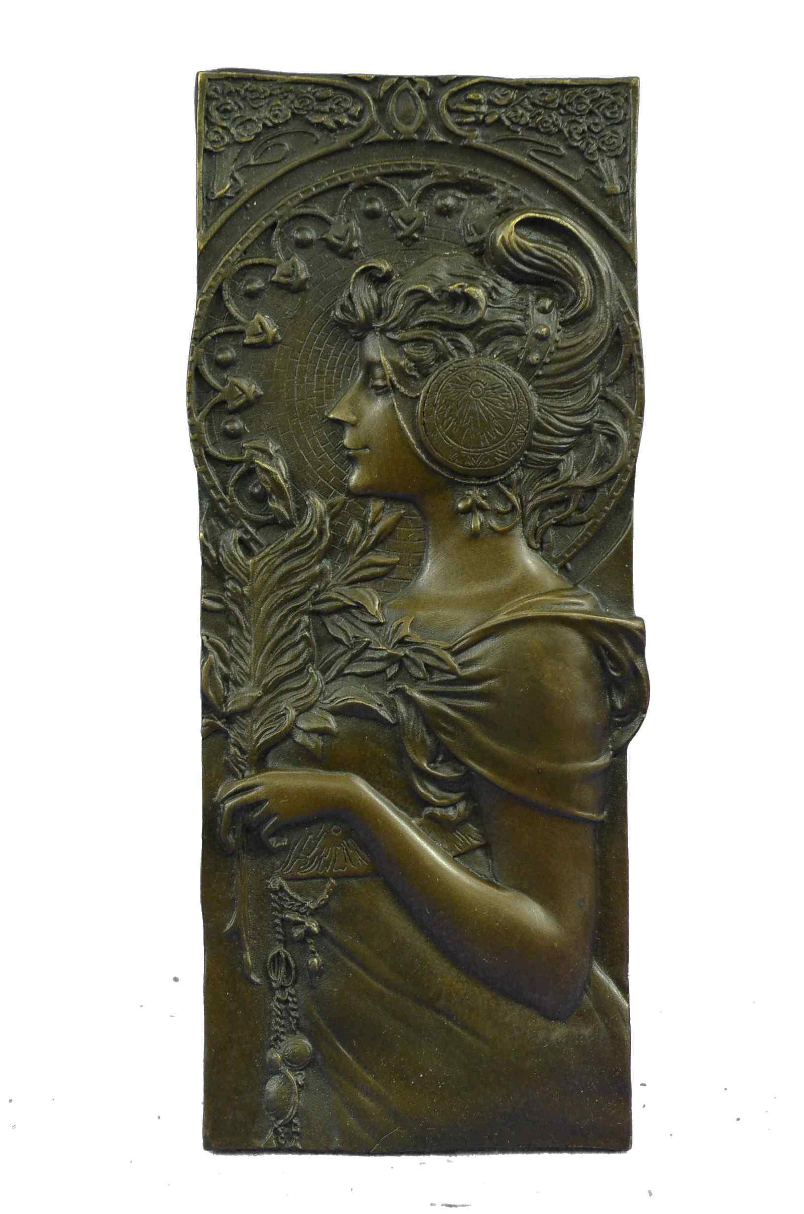 Milo Art Nouveau Bas Relief Roman Girl: Total Dimensions: Height 9.5'' x Width 4''Approximate Weight: 2 LBSOriginal Reproduction: Original
