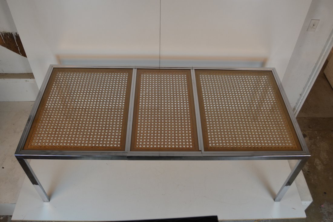 Milo Baughman caned-top dining table: Milo Baughman caned-top dining table