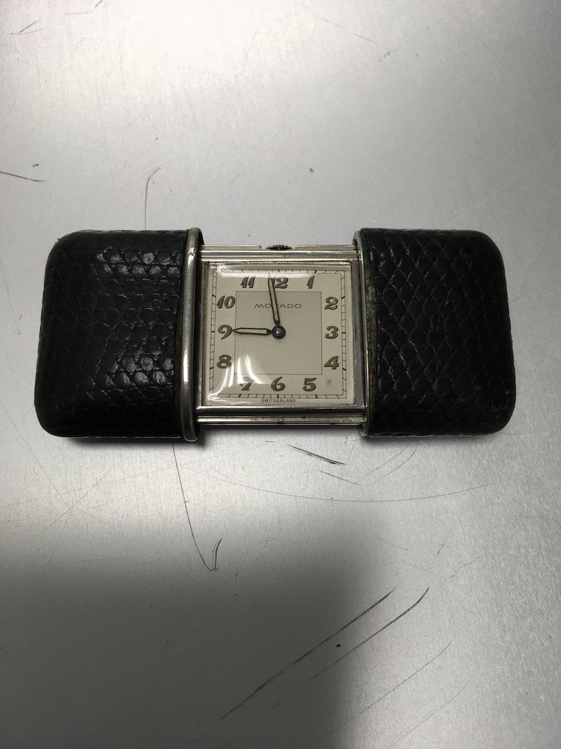 Movado sterling and lizard skin purse watch: Movado sterling and lizard skin purse watch