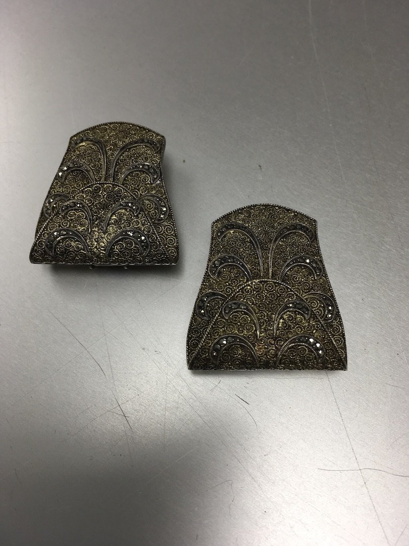 Theodor Fahrner silver and marcasite clips: Theodor Fahrner silver and marcasite clips