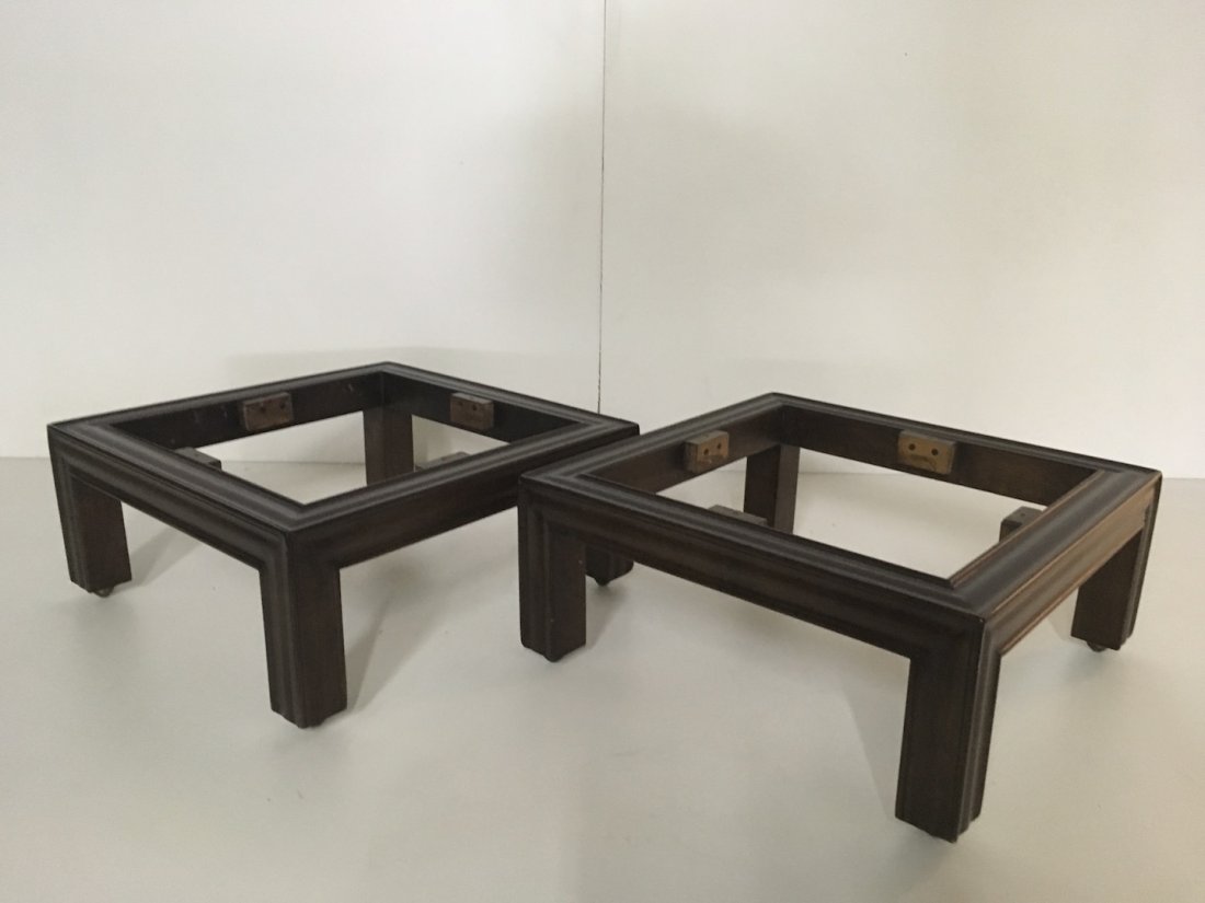 Pair of moderne wood stools: Lacking upholstery