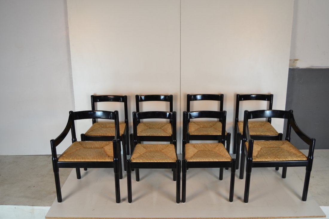Vico Magistretti for Cassina "Carimate" chairs-set of 8: Vico Magistretti for Cassina "Carimate" chairs-set of 8