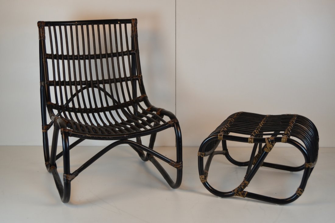 Franco Albini style lounge chair and ottoman: Franco Albini style lounge chair and ottoman