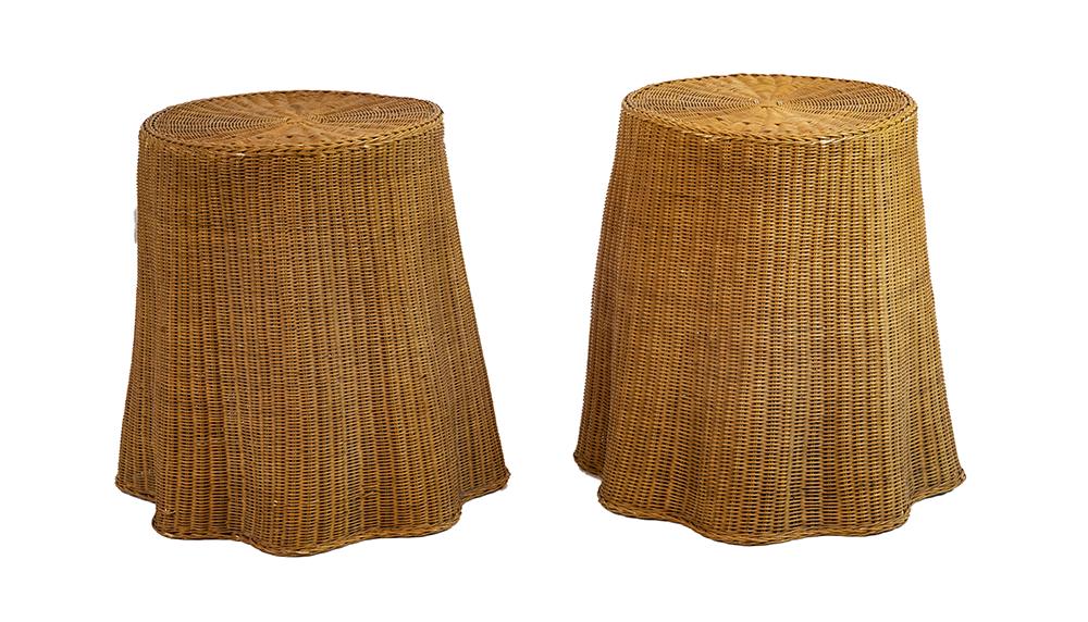 Michael Taylor Wicker "Drape" Tables, Pair (1 of 1)