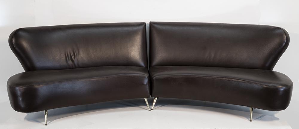 Carlo Di Carli Leather Sofa with Brass Legs (1 of 1)