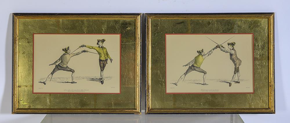 French Antique Fencer Prints: French Antique Fencer Prints 13"H x 16"W x 1"D