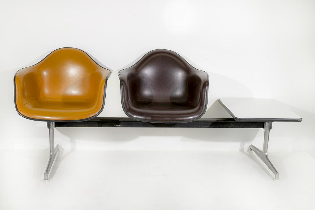 Eames Tandem Seating Unit with Table (1 of 2)