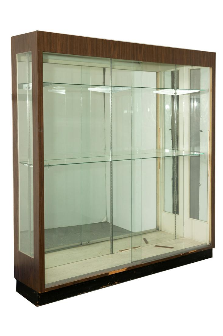 Large wood and glass lighted display cabinet (1 of 1)