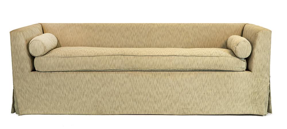 Billy Baldwin Custom Sofa, in celery fabric, skirted (1 of 1)