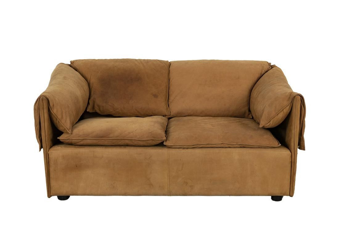 Niels Eilersen "Lotus" Leather Loveseat: 26H x 59W x 37D