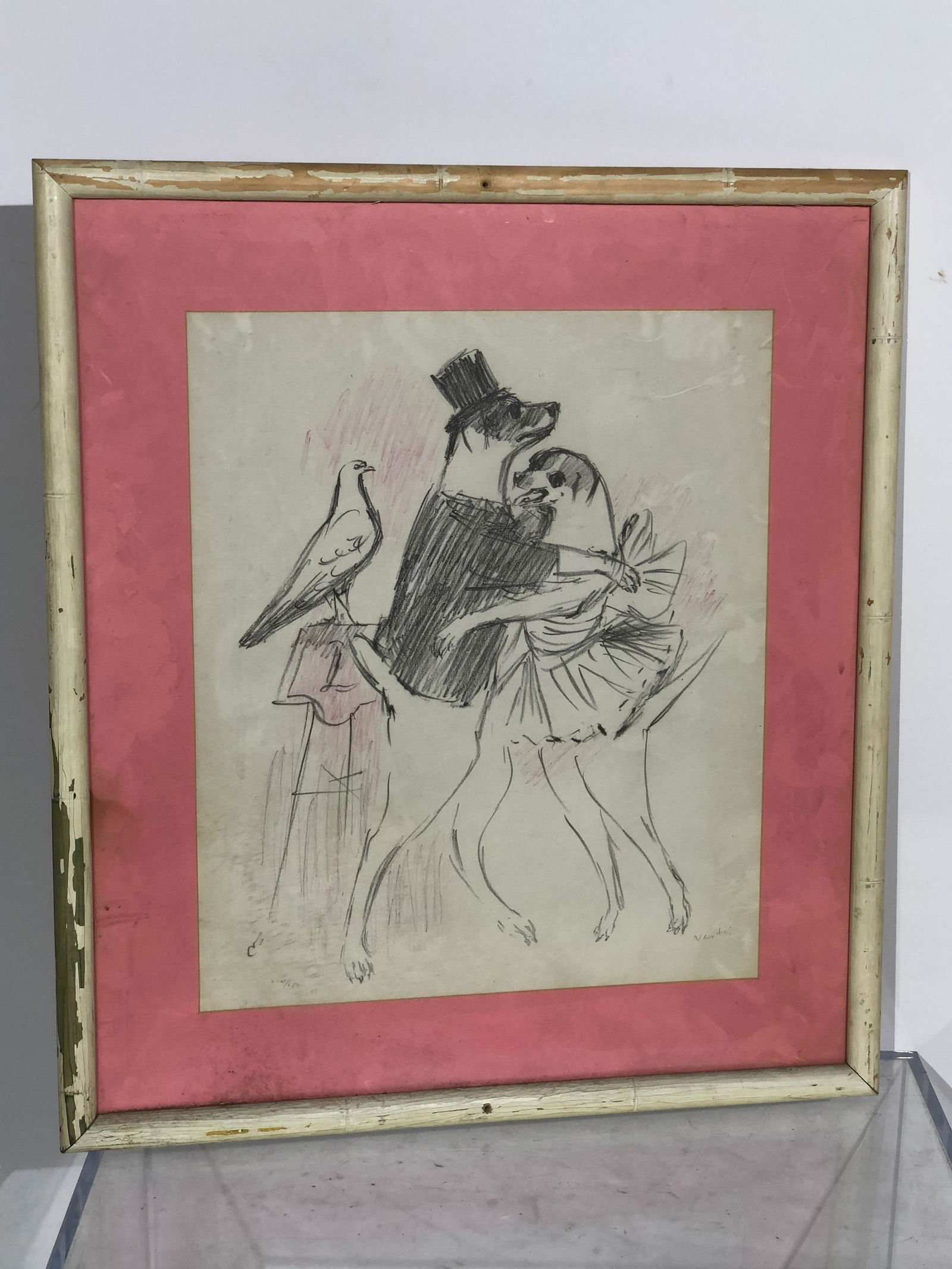 Marcel Vertes Lithograph, Dorothy Draper Suite: Marcel Vertes Dancing Dogs, from the Dorothy Draper Suite at the Fairmont Hotel, San Francisco, pencil-signed