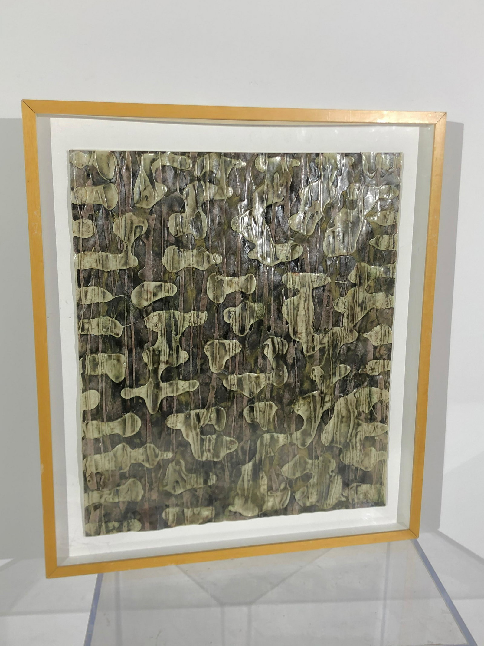 Roger Weik Encaustic, "Suspension", 2002: Roger Weik Encaustic, "Suspension", 2002, encaustic on paper, framed. Framed size: 32" x 28". Paper size is approximately 27" x 21".
