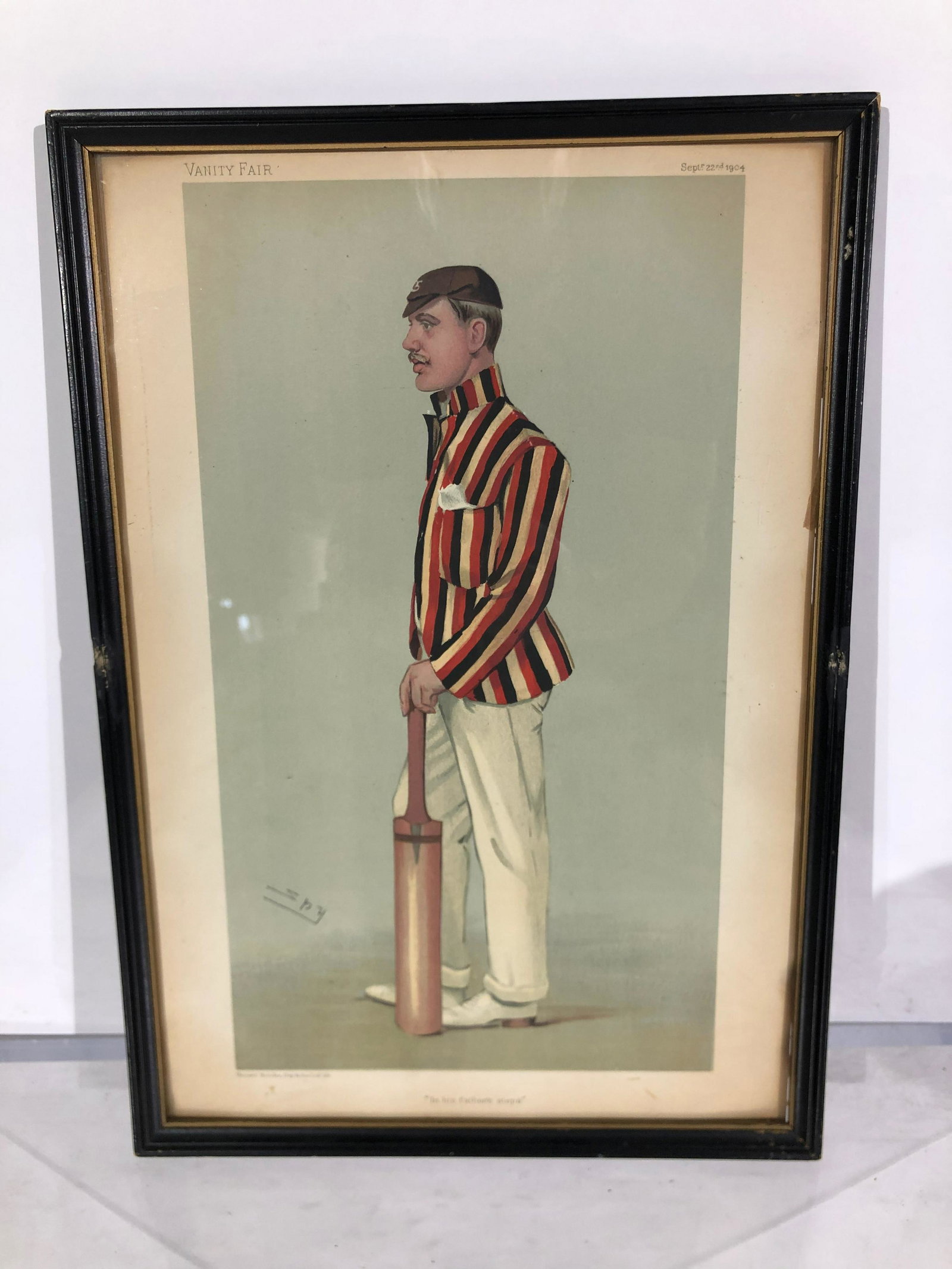 Spy Vanity Fair Print, Cricket Player, 1904: Spy Vanity Fair Print, Cricket Player, "In His Father's Steps", Vincent Brooks, Day & Son