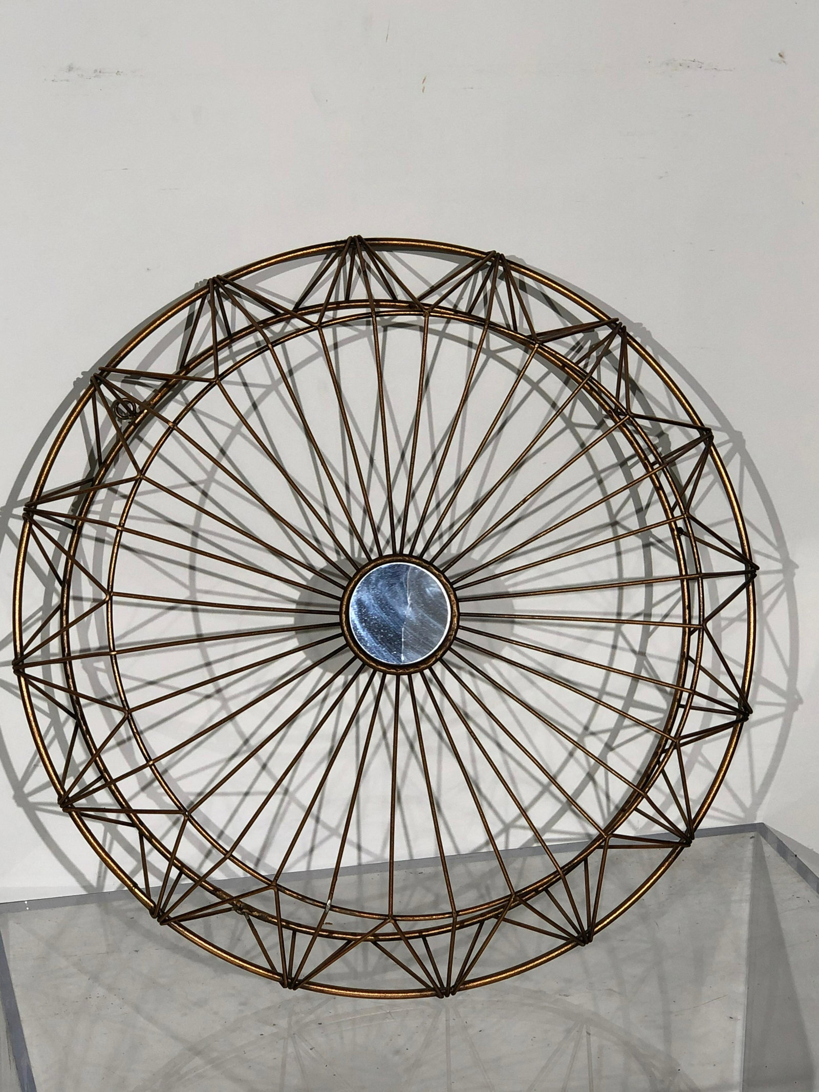Mid-century Style mirror, contemporary: Mid-century Style mirror, bronze tone metal and mirror glass