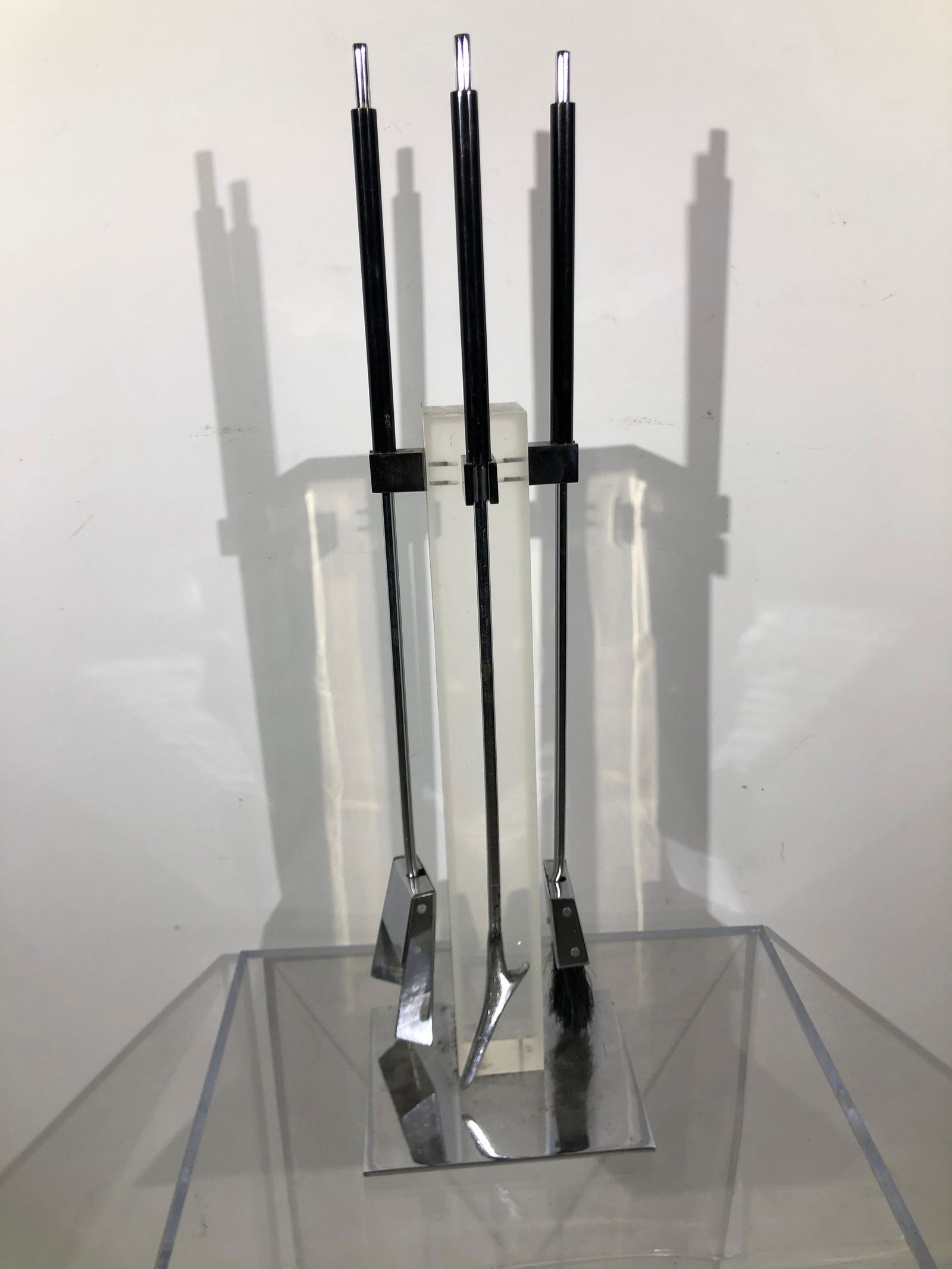 Alessandro Albrizzi Fire Stools: Mid-Century Modern Alessandro Albrizzi Fire Stools, Lucite, Steel