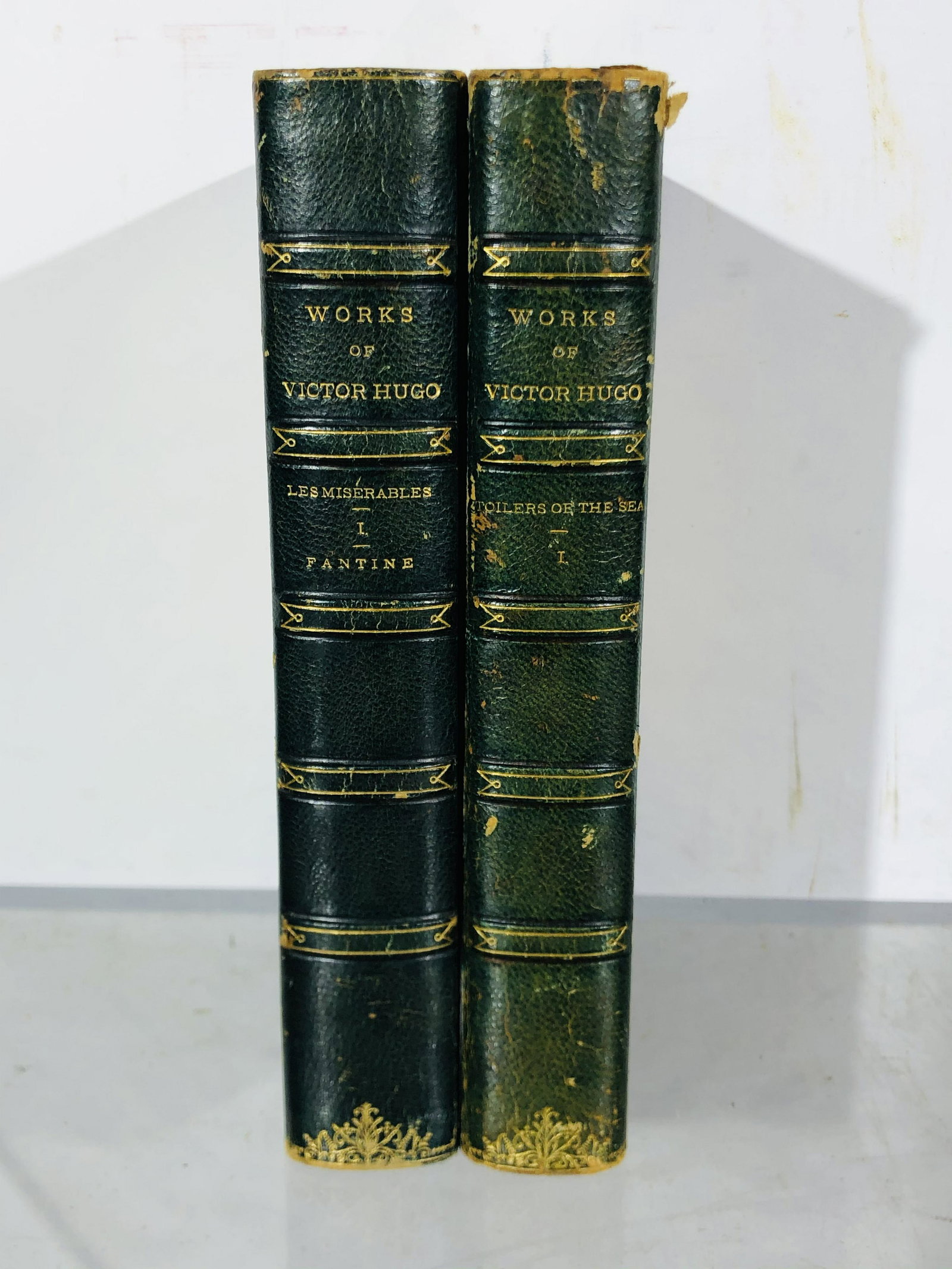 Vintage Leather Bound Works of Victor Hugo: Vintage Leather Bound Works of Victor Hugo, Les Miserables, Fantine, Toilers of the Sea