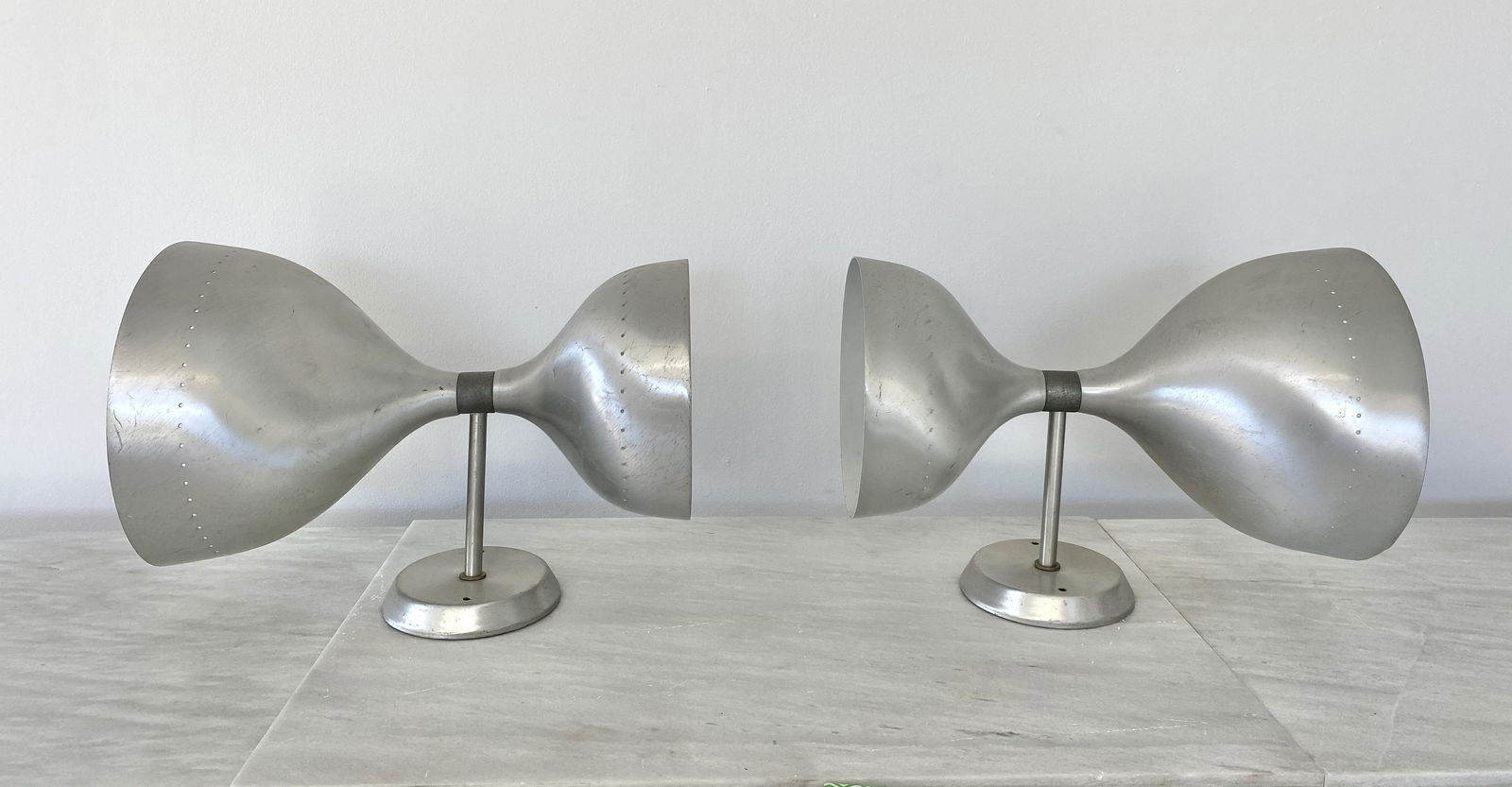 Pair of French Large Aluminum Sconces (1 of 1)
