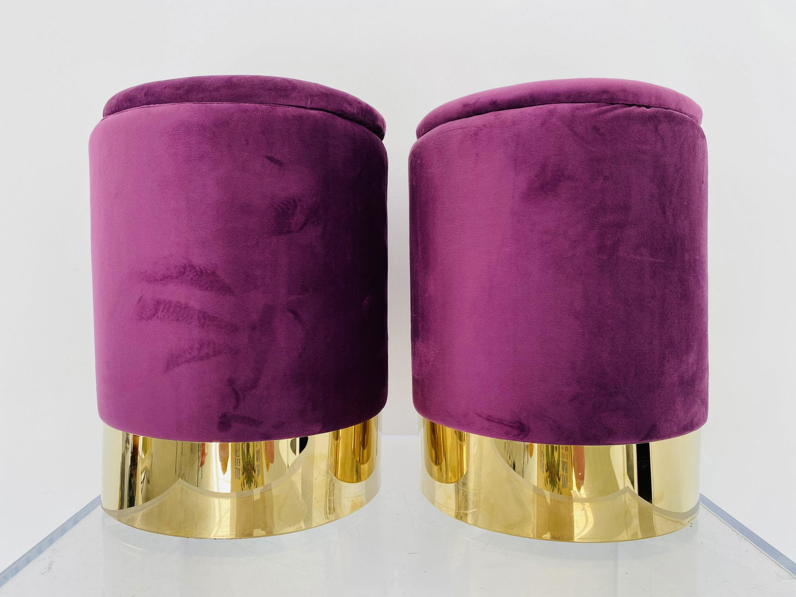 Milo Baughman Velvet Stool (1 of 1)