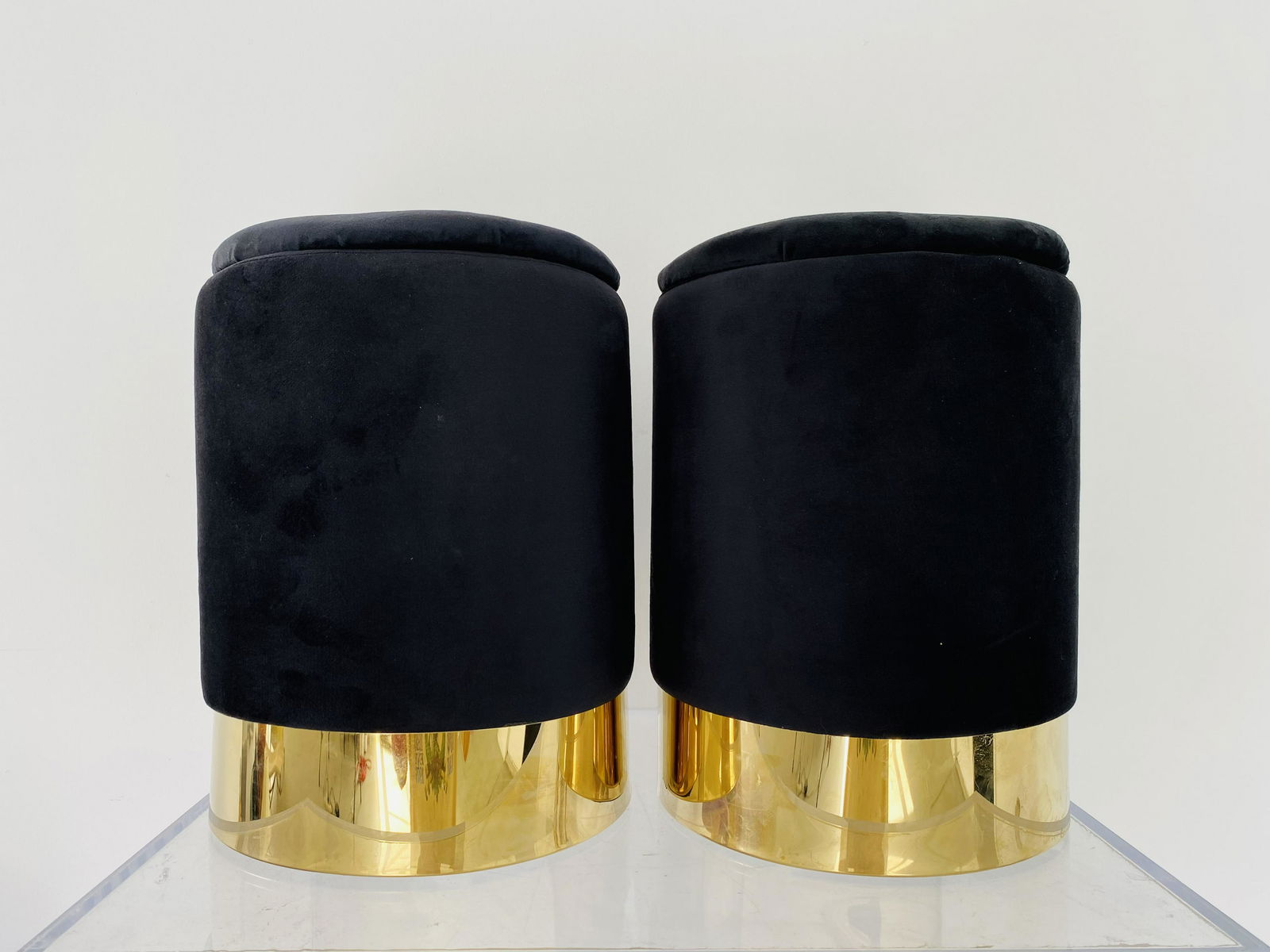 Milo Baughman Velvet Stool (1 of 1)