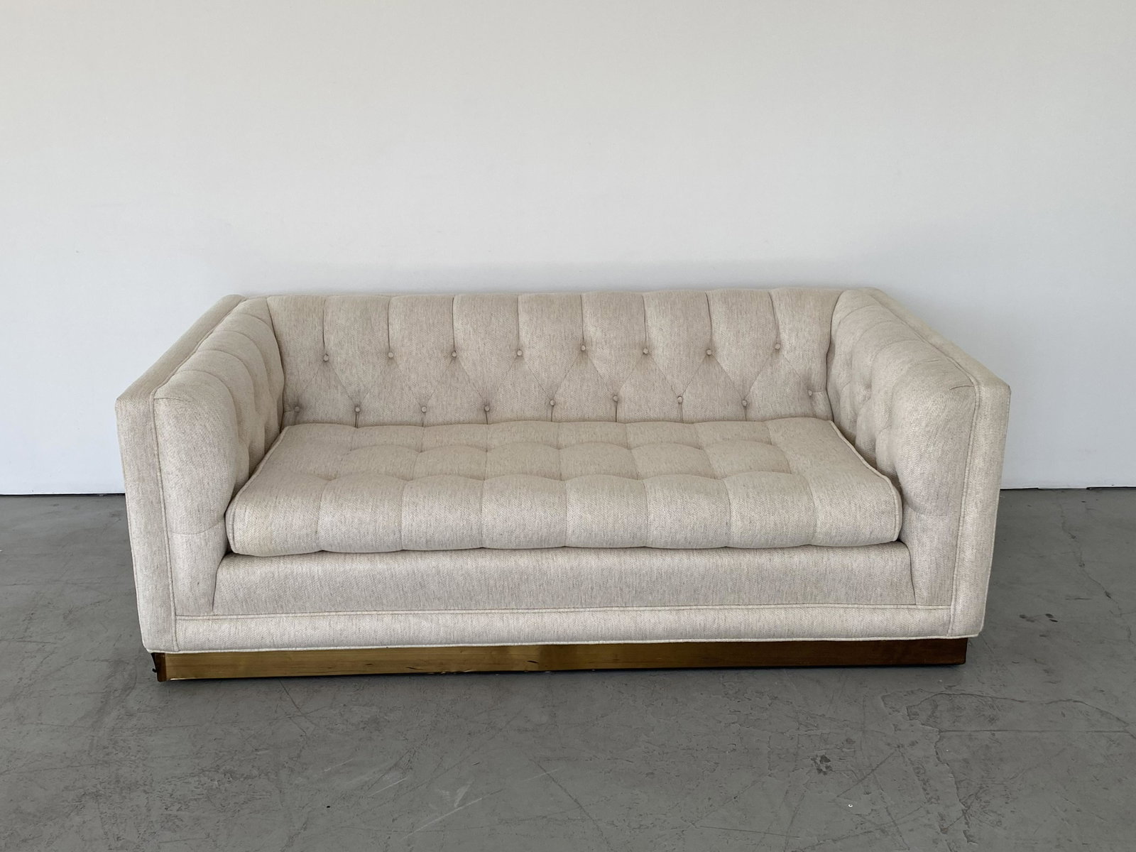 Milo Baughman Tuffted Sofa: 22H x 66W x 32D