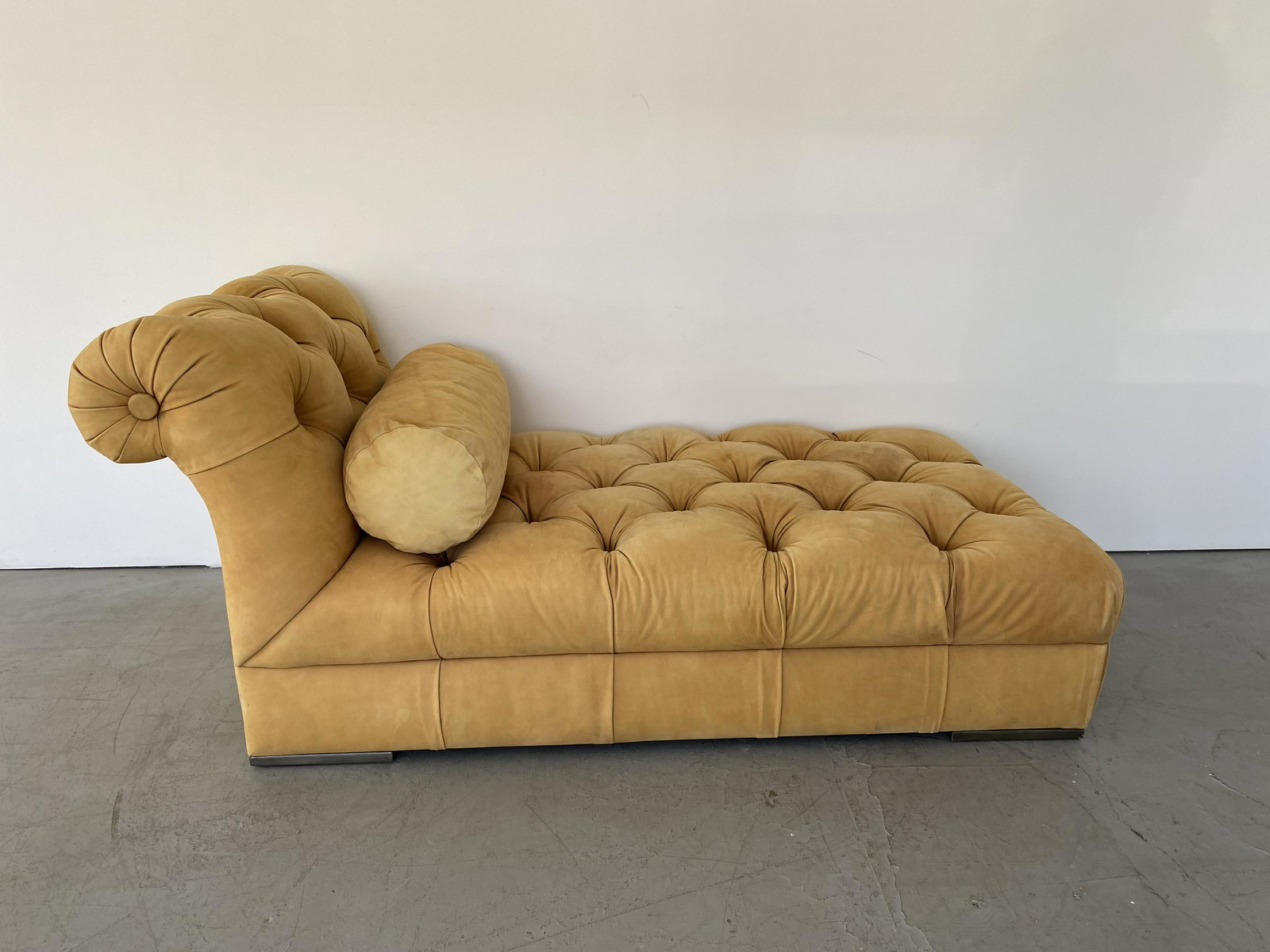 Ralph Lauren Style Tufted Suede Chaise: 39H x45W x 86D