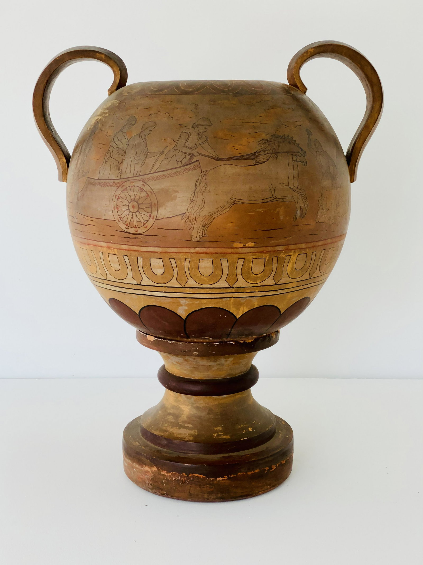 19th Century Monumental Terracotta Urn: Monumental Terracotta Urn 38H x 32W x 27D