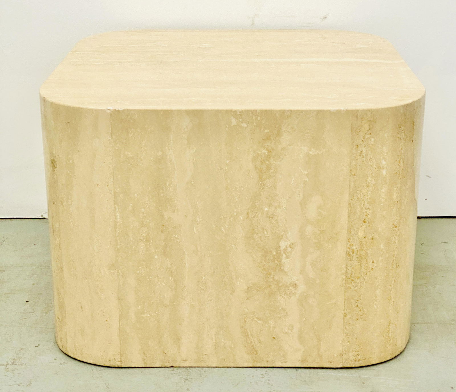 Travertine Square Pedestal Table: Travertine Square Pedestal Table17.5H x 24W x 24D