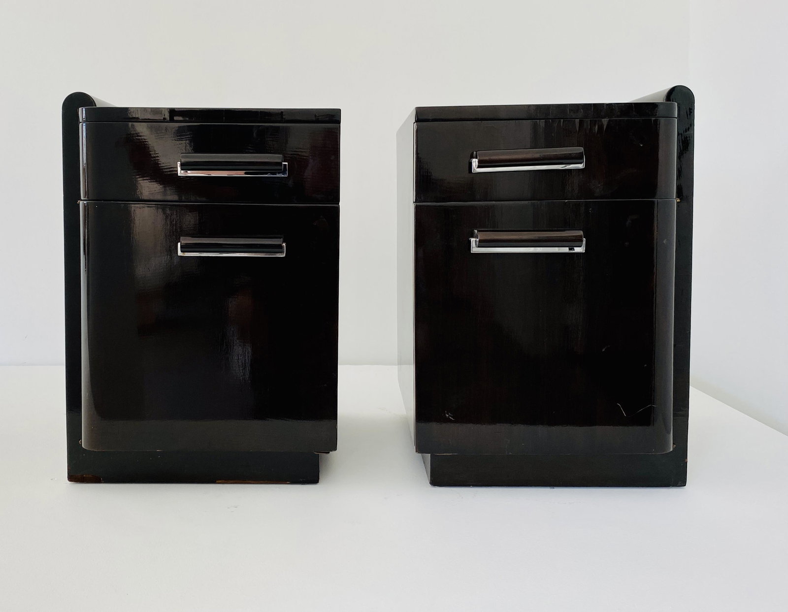 Donald Deskey Ebonized Nightstands: Documented