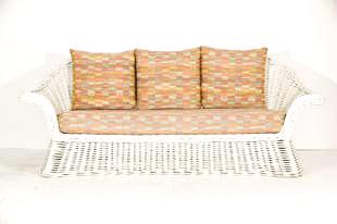 White Wicker Sofa: 33"h x 88"w x 30"d Michael Taylor Style