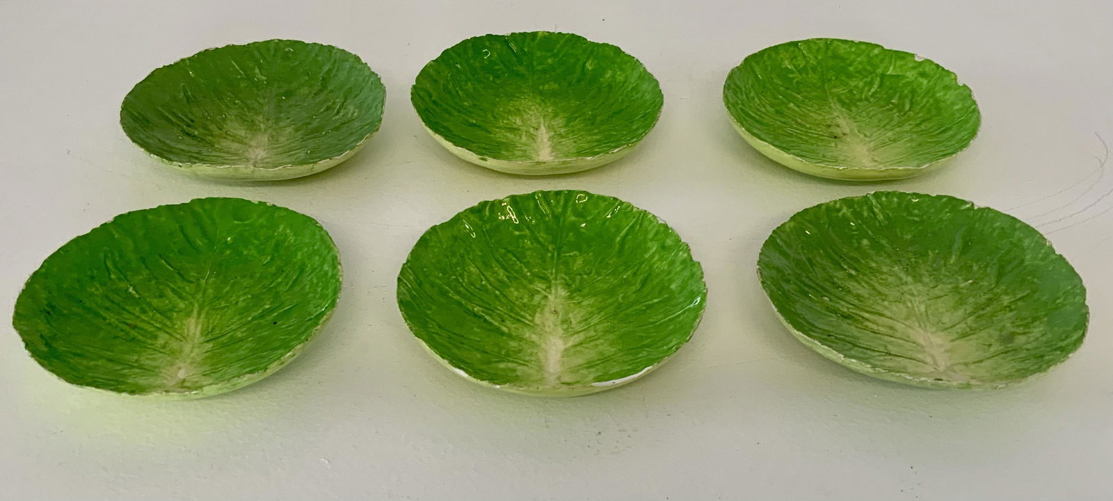 6 Lettuce Plates by E. B. Napoli: 1.25H x 6.5 DiameterIn the Style of Dodie Thayer