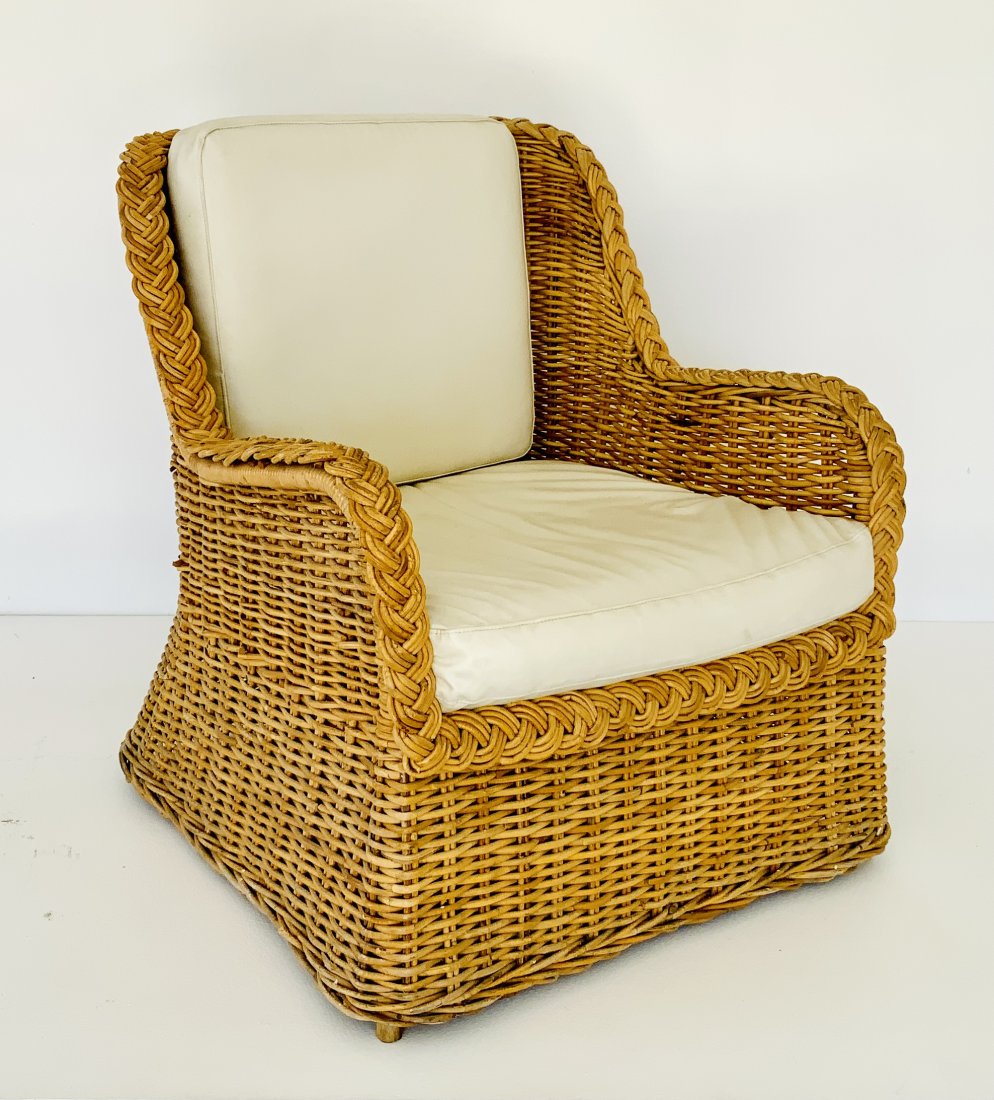 Michael Taylor Wicker Lounge Chair: 32H x 28W x 30D