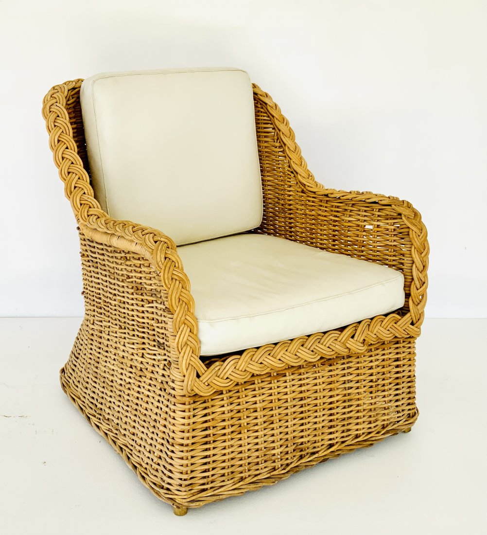 Michael Taylor Wicker Lounge Chair: 32H x 28W x 30D