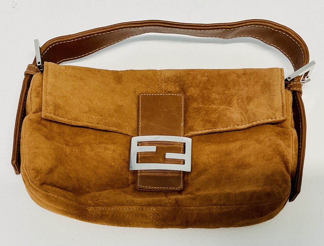 Vintage Fendi Style Brown Suede Leather Bag (1 of 2)