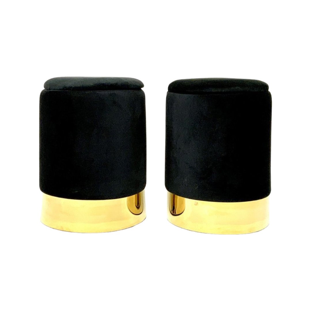 Milo Baughman Style Velvet Stools (1 of 1)