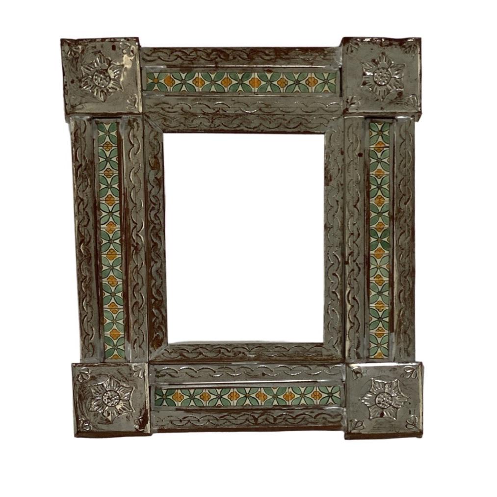Mexican Hand Painted and tapped Tin and Tile Mirror (1 of 1)