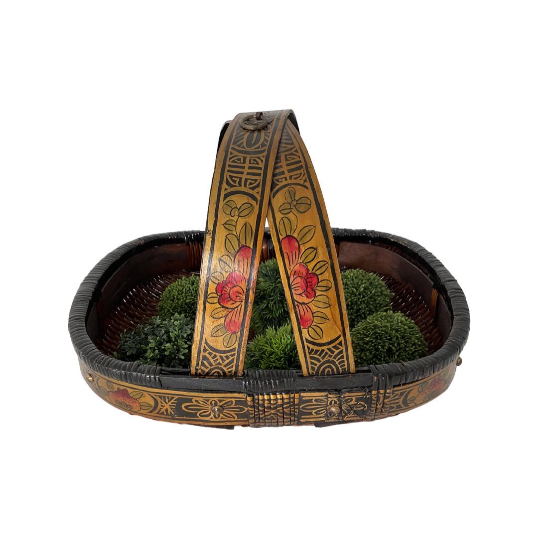 Mexican Hand Painted Hand Basket (1 of 1)